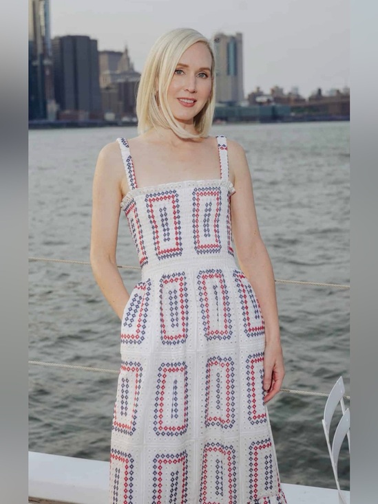 Hill House Dresses & Skirts - Hill House Anjuli Nap Dress with Eyelet detail of Red & Navy Embroidery